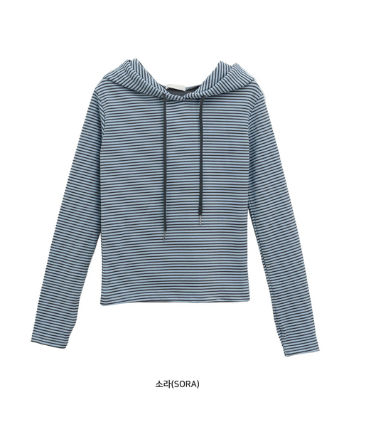 [BINARY01] Kerman Stripe Hooded T-Shirt