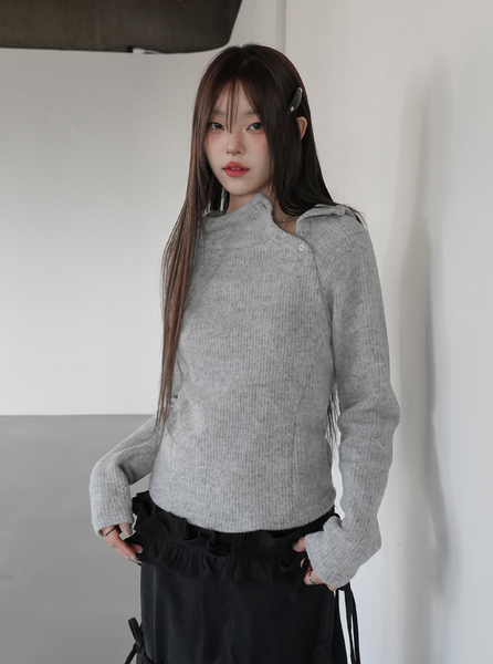 [BINARY01] Blouse High-Neck Hooded T-shirt