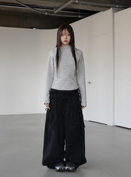 [BINARY01] Blouse High-Neck Hooded T-shirt