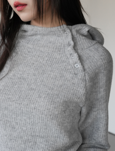 [BINARY01] Blouse High-Neck Hooded T-shirt