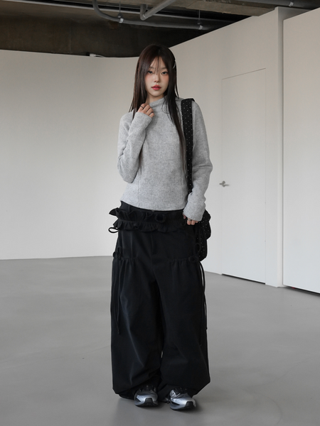 [BINARY01] Blouse High-Neck Hooded T-shirt