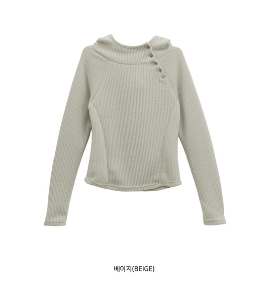 [BINARY01] Blouse High-Neck Hooded T-shirt