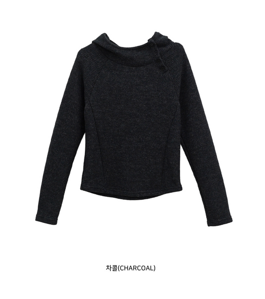 [BINARY01] Blouse High-Neck Hooded T-shirt