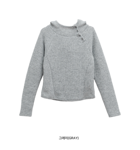 [BINARY01] Blouse High-Neck Hooded T-shirt