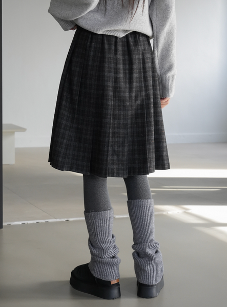[BINARY01] Potel Checkered Pleats Midi Skirt