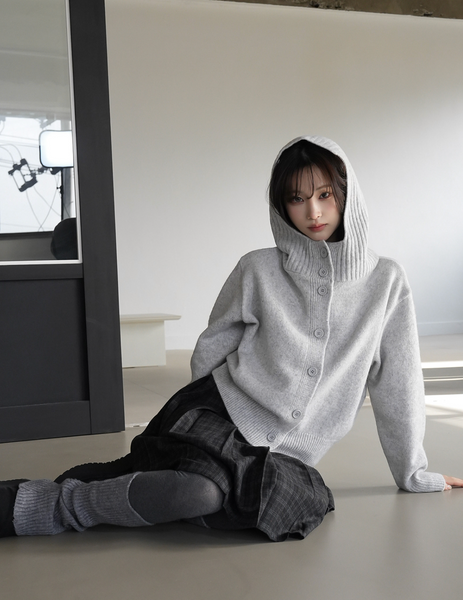 [BINARY01] Potel Checkered Pleats Midi Skirt