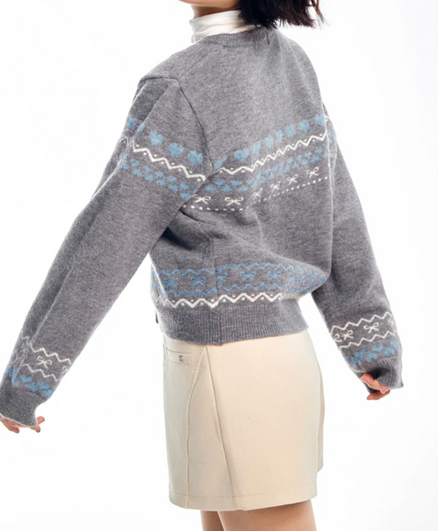 [ADORE BELLE] Wappen Heart Pattern Cardigan (4Colours)