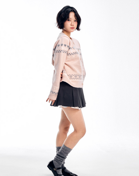 [ADORE BELLE] Wappen Heart Pattern Cardigan (4Colours)
