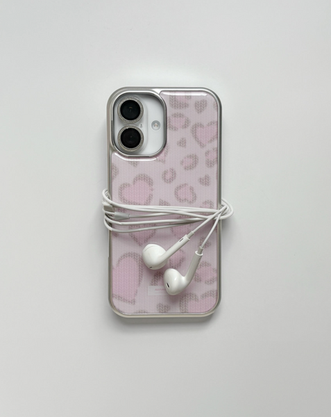 [puffu] Leopard Knitwear Silver Epoxy Phone Case (MagSafe)