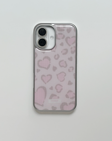 [puffu] Leopard Knitwear Silver Epoxy Phone Case (MagSafe)