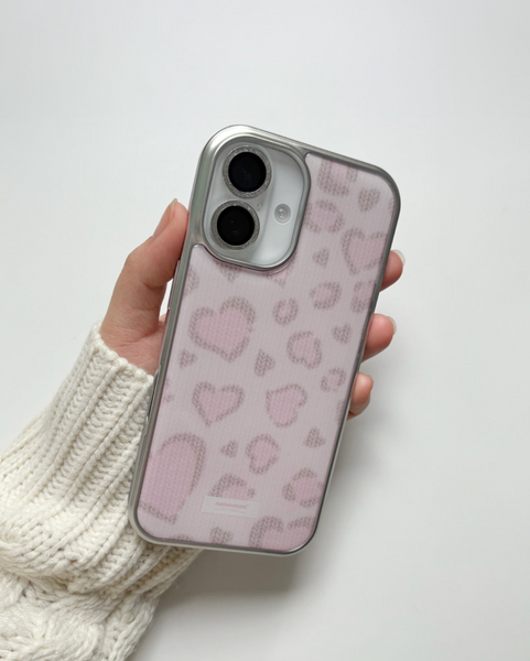 [puffu] Leopard Knitwear Silver Epoxy Phone Case (MagSafe)