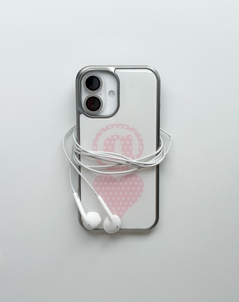[puffu] Heart Dot Silver Epoxy Phone Case (MagSafe)