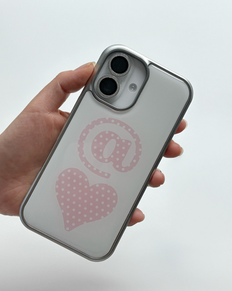 [puffu] Heart Dot Silver Epoxy Phone Case (MagSafe)