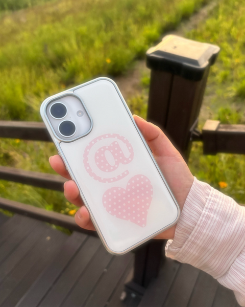 [puffu] Heart Dot Silver Epoxy Phone Case (MagSafe)