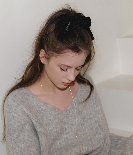 [DUNGEUREON] Betty Ribbon Scrunchie (Velvet Black)