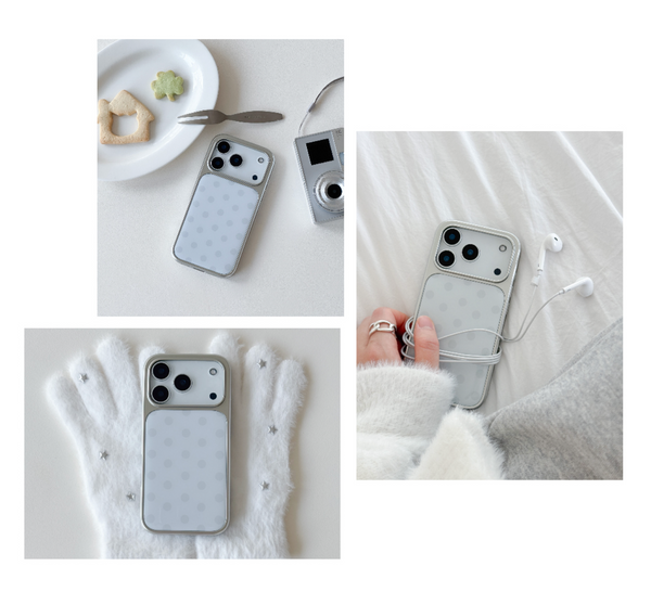 [ABOE] WHITE GREY DOT Silver Epoxy Phone Case