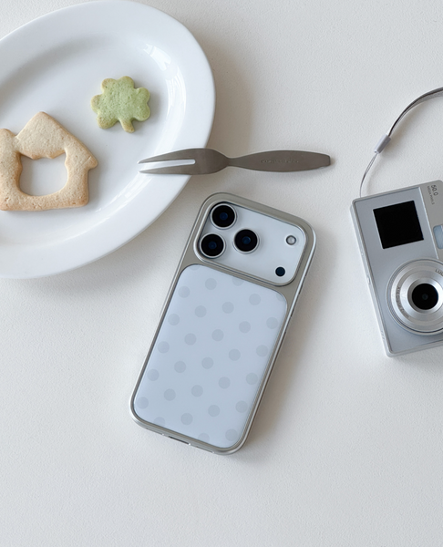 [ABOE] WHITE GREY DOT Silver Epoxy Phone Case