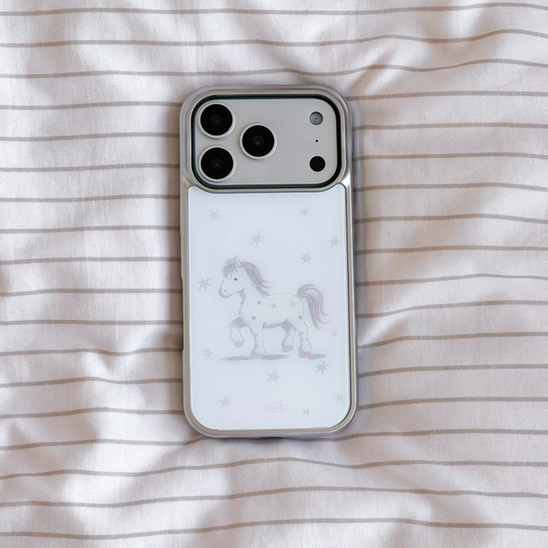 [ABOE] BABYPINK STAR PONY Silver Bumper Phone Case