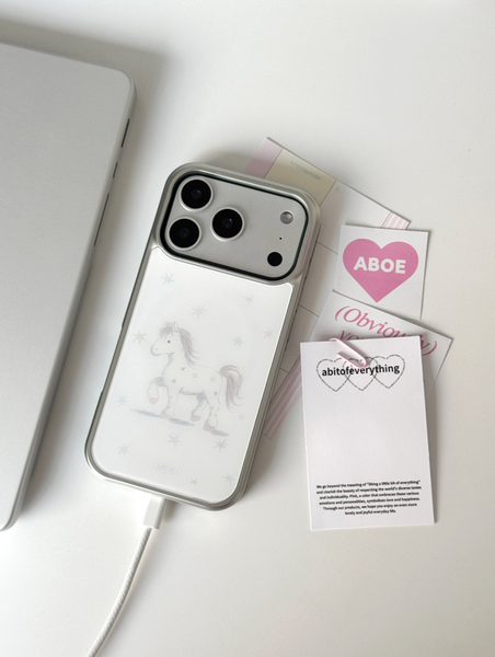 [ABOE] BABYPINK STAR PONY Silver Bumper Phone Case
