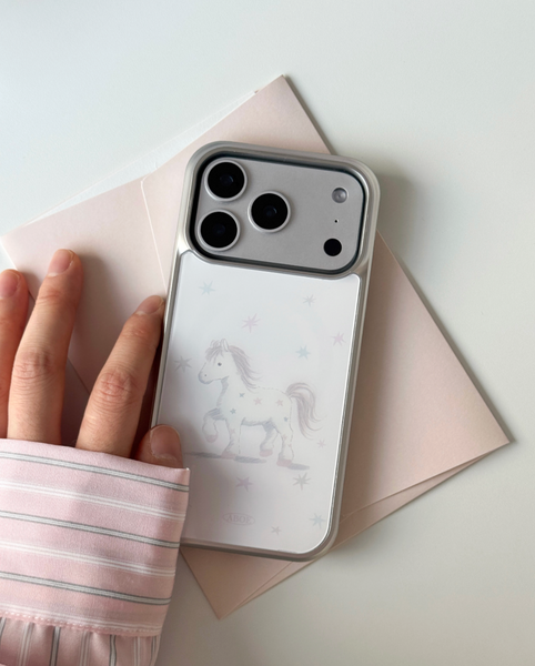 [ABOE] BABYPINK STAR PONY Silver Bumper Phone Case
