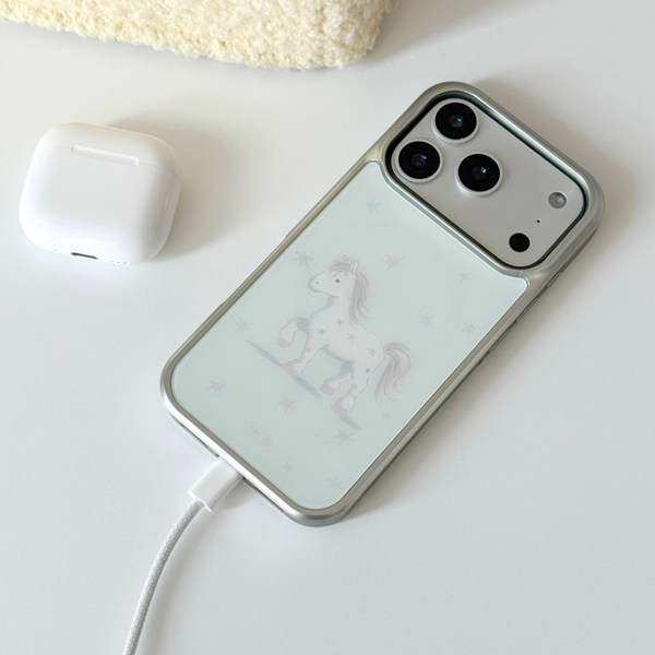 [ABOE] MINT STAR PONY Silver Bumper Phone Case