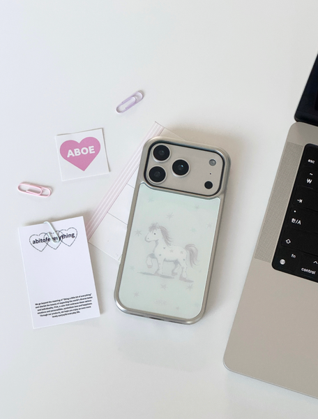[ABOE] MINT STAR PONY Silver Bumper Phone Case