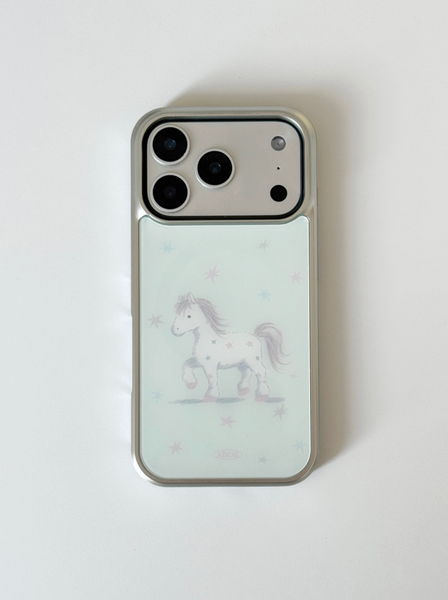 [ABOE] MINT STAR PONY Silver Bumper Phone Case