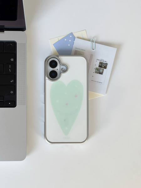 [ABOE] MINT HEART Silver Bumper Phone Case