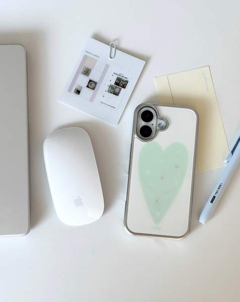 [ABOE] MINT HEART Silver Bumper Phone Case