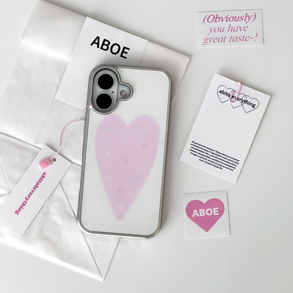 [ABOE] PINK HEART Silver Bumper Phone Case