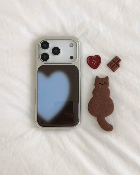 [ABOE] MOCHA BLUE BIG HEART Silver Epoxy Phone Case