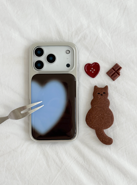 [ABOE] MOCHA BLUE BIG HEART Silver Epoxy Phone Case