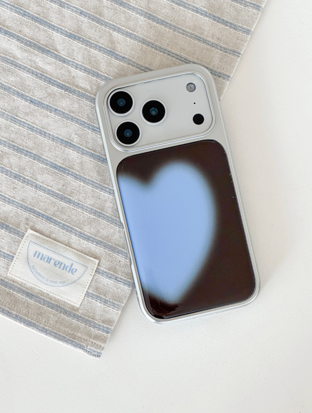 [ABOE] MOCHA BLUE BIG HEART Silver Epoxy Phone Case