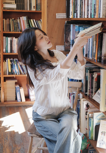 [SLOWAND] Pure Mood Pleated Shirring Cotton Blouse