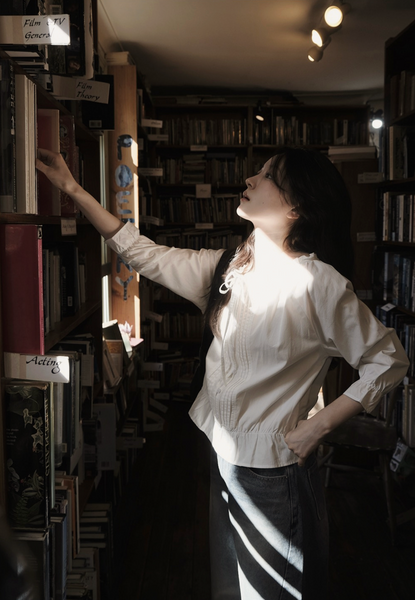 [SLOWAND] Pure Mood Pleated Shirring Cotton Blouse