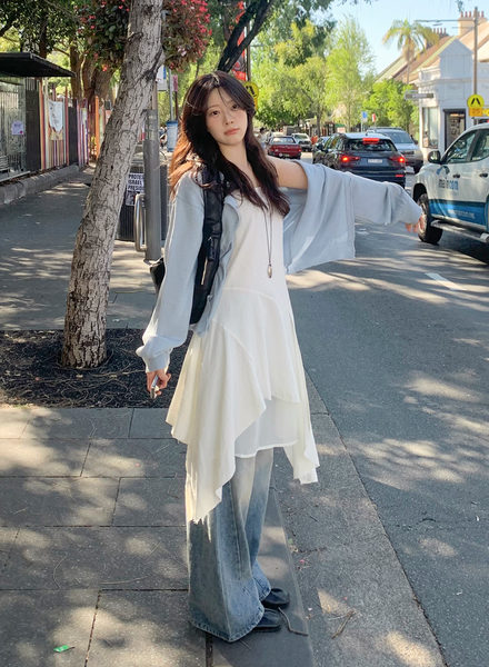 [SLOWAND] Diagonal Detail Slip Dress