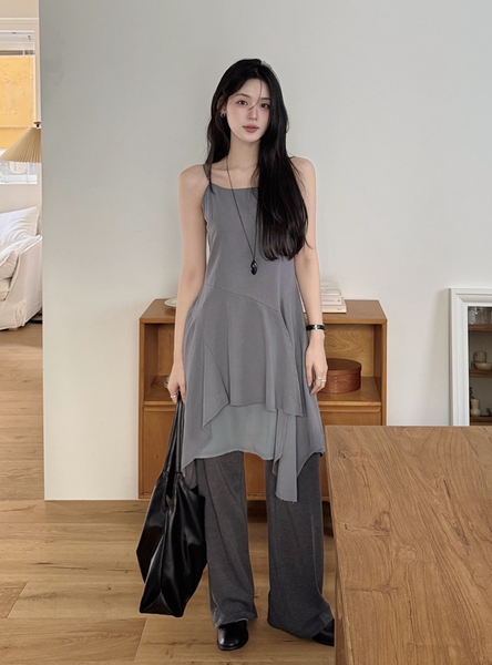 [SLOWAND] Diagonal Detail Slip Dress