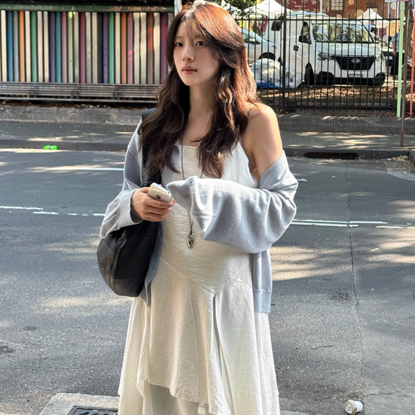 [SLOWAND] Diagonal Detail Slip Dress