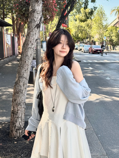 [SLOWAND] Diagonal Detail Slip Dress