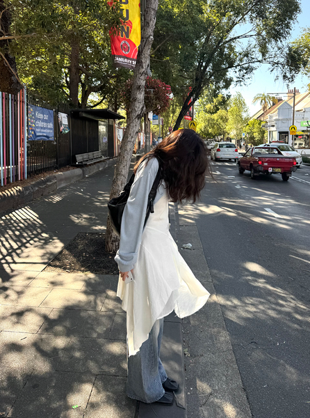 [SLOWAND] Diagonal Detail Slip Dress