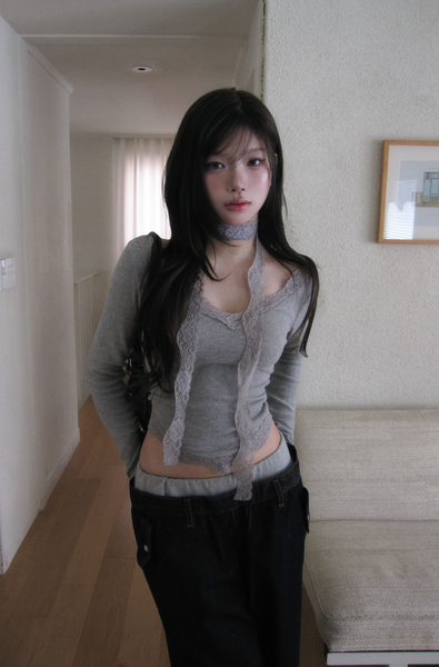[MODIMOOD] V Cut Lace Scarf Set