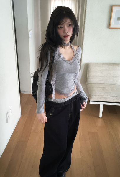 [MODIMOOD] V Cut Lace Scarf Set