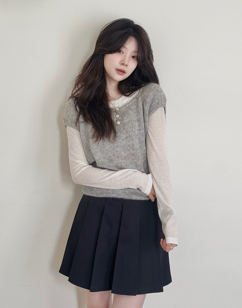 [SLOWAND] Epi-light Button Half Knit