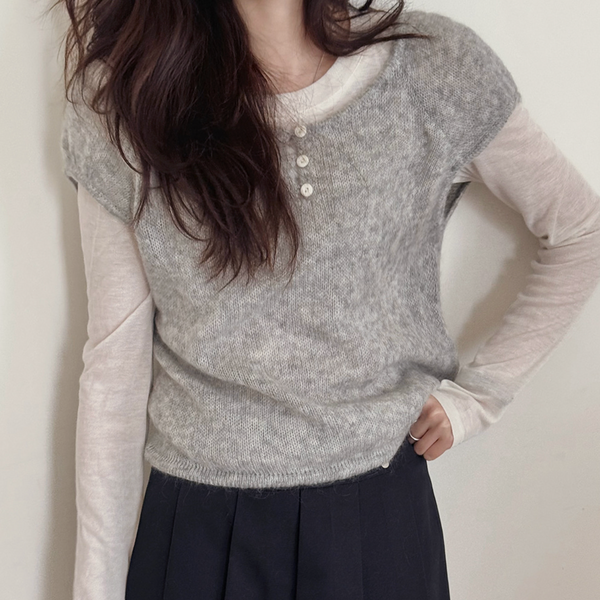 [SLOWAND] Epi-light Button Half Knit