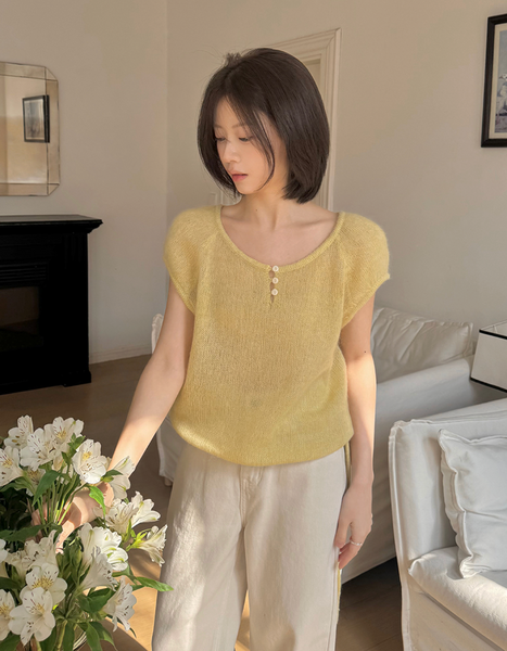 [SLOWAND] Epi-light Button Half Knit