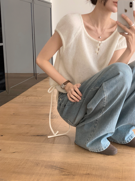 [SLOWAND] Epi-light Button Half Knit