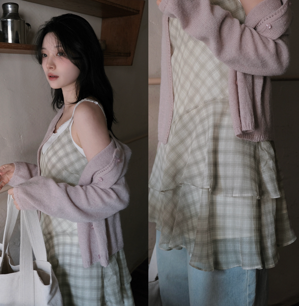 [SLOWAND] Chiffon Lace Bustier Dress