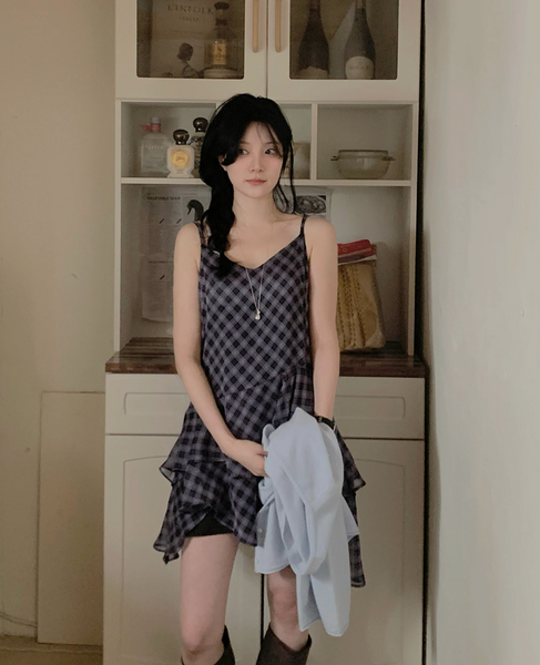 [SLOWAND] Chiffon Lace Bustier Dress