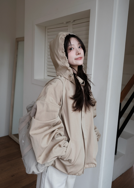 [SLOWAND] Harbor Hooded Bomber Jacket Windbreaker