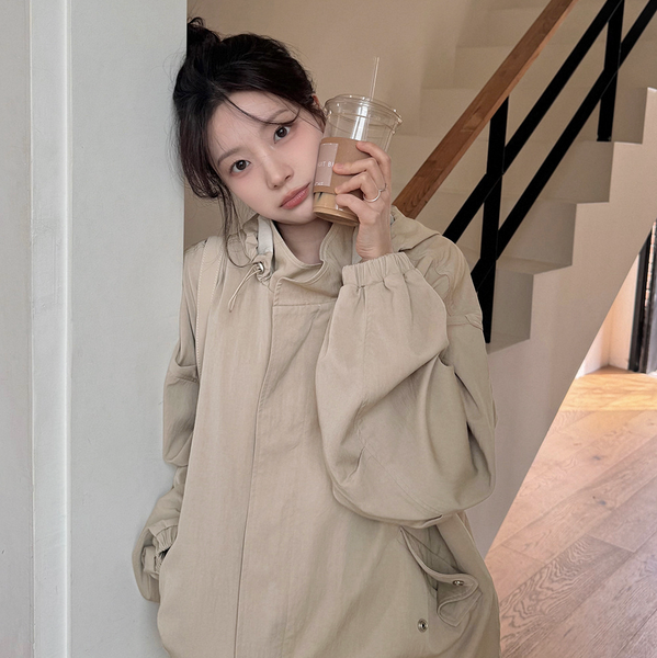 [SLOWAND] Harbor Hooded Bomber Jacket Windbreaker